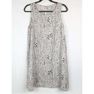 Rachel Zoe Dress Linen Trapeze Mini Floral Wallpaper Cottagecore Beige Size M